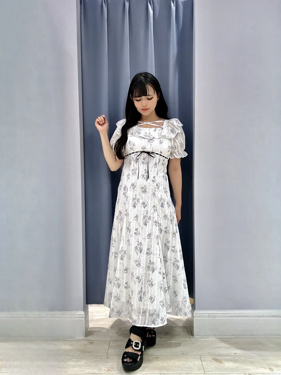 evelyn バストリボン花柄op ロングワンピース バストリボン花柄OP｜evelyn（エブリン）公式通販サイト
