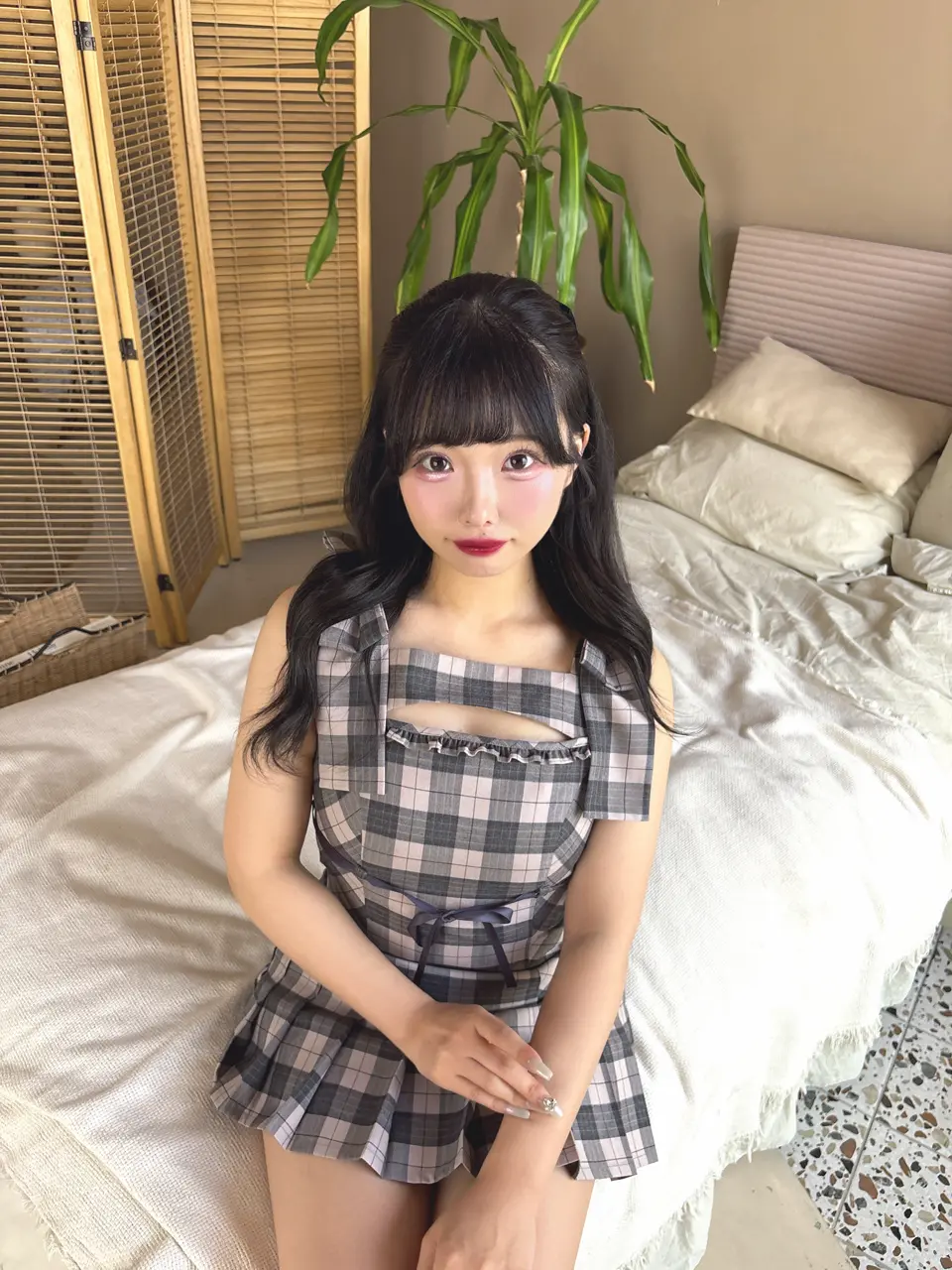 Shoulder Ribbon Check Onepiece｜evelyn（エブリン）公式通販サイト