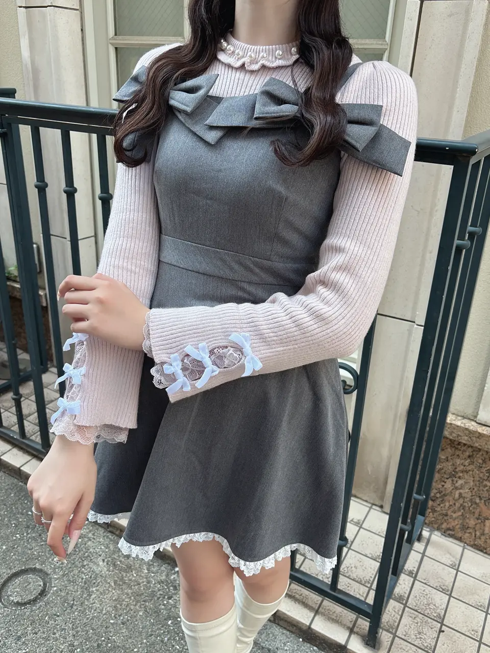 evelyn エブリン リボンキャミギャザーOP チャコール F evelyn エブリン リボンキャミギャザーOP チャコール F