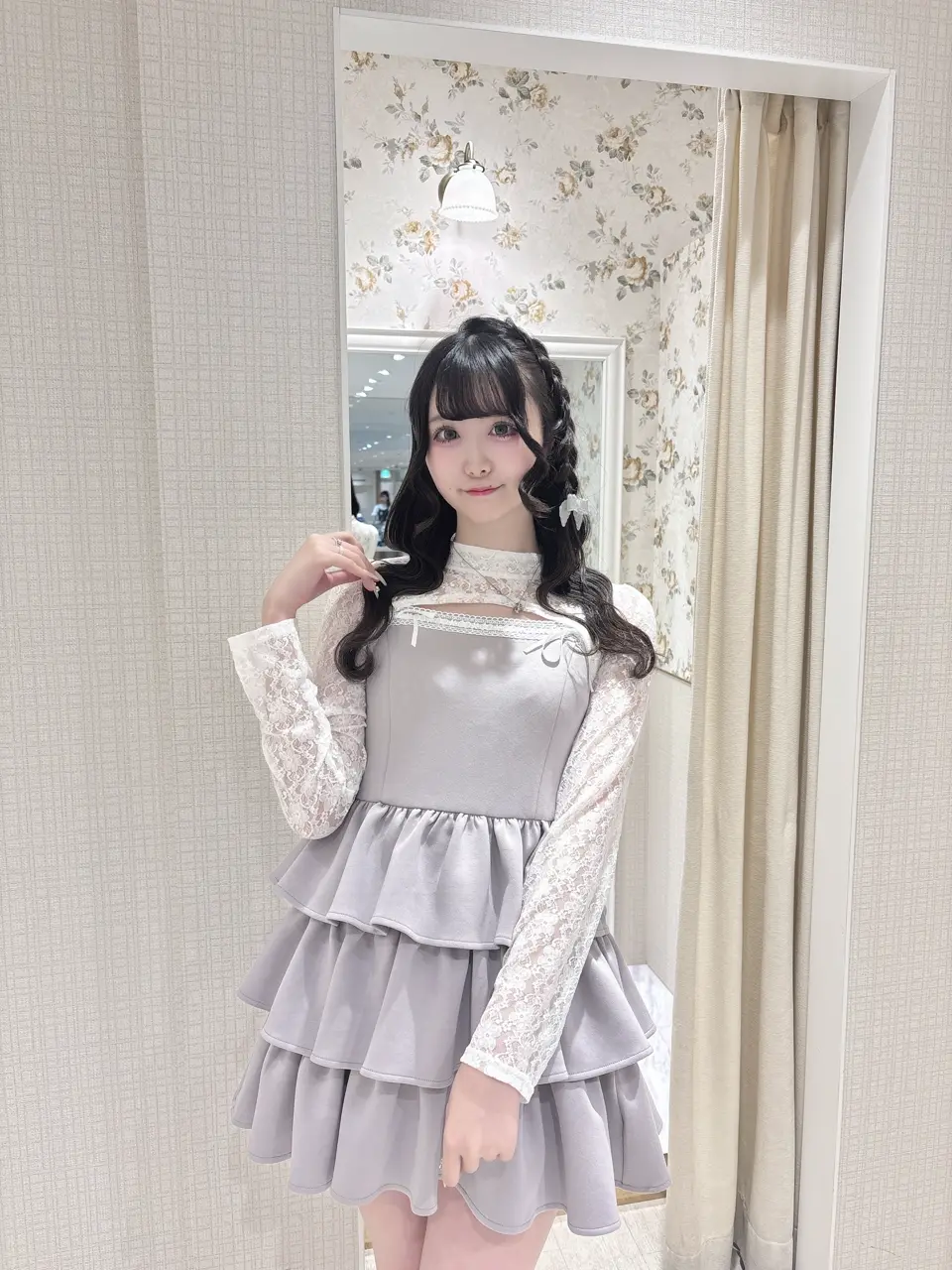 プ*い様 evelyn♥レース付きティアードミニワンピース♥ レース付きティアードミニワンピース｜An MILLE（アンミール