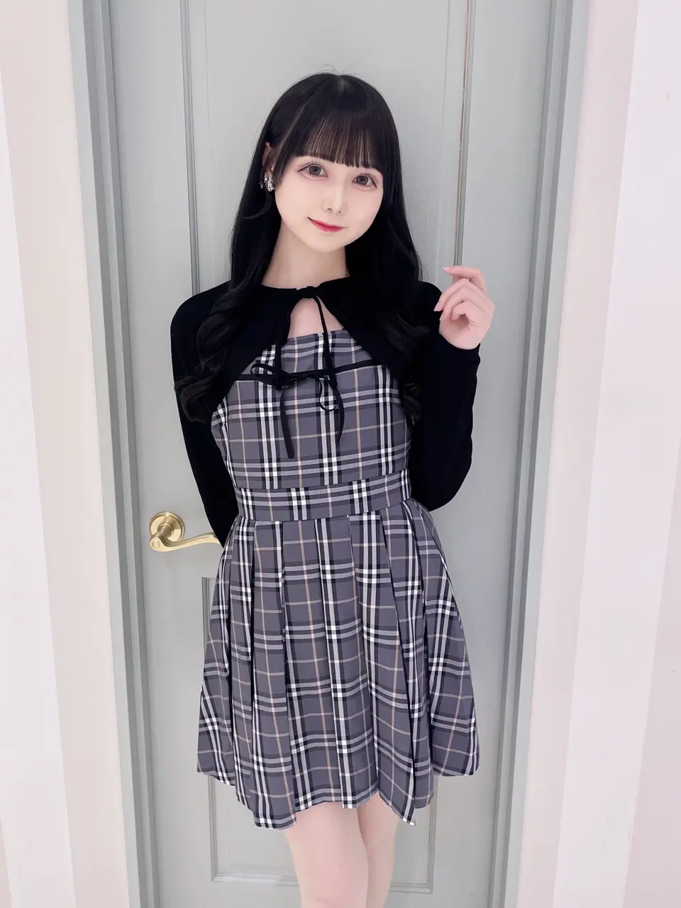 evelyn エブリン　プリーツセットOP 千鳥柄 evelyn - evelyn エブリン プリーツくるみSK スカート 千鳥柄