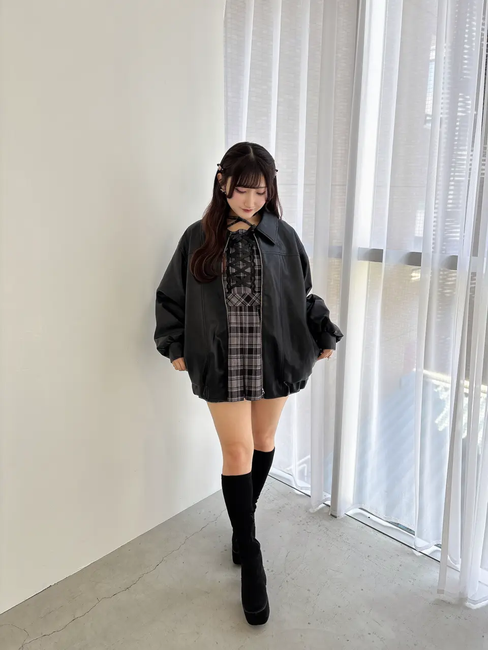 フロントリボンチェックロンパース｜evelyn（エブリン）公式通販サイト