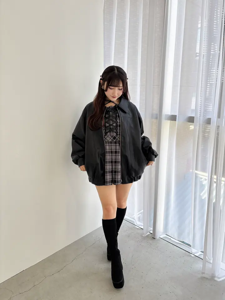 evelyn フロントリボンチェックロンパース ブラウン evelyn on X: 