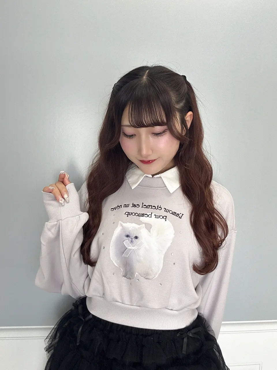 猫ちゃん襟付きスウェット｜evelyn（エブリン）公式通販サイト