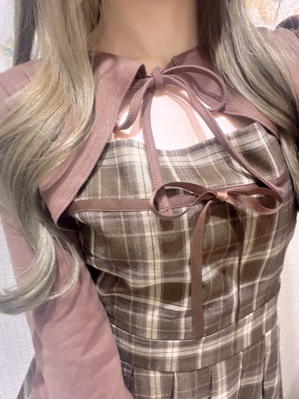 evelyn エブリン　プリーツセットOP 千鳥柄 evelyn エブリン プリーツセットOP 千鳥柄