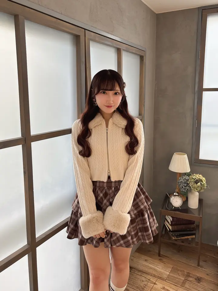 evelyn ケーブルジップニット ピンク evelyn ケーブルジップニット ピンク ケーブルジップニット｜evelyn