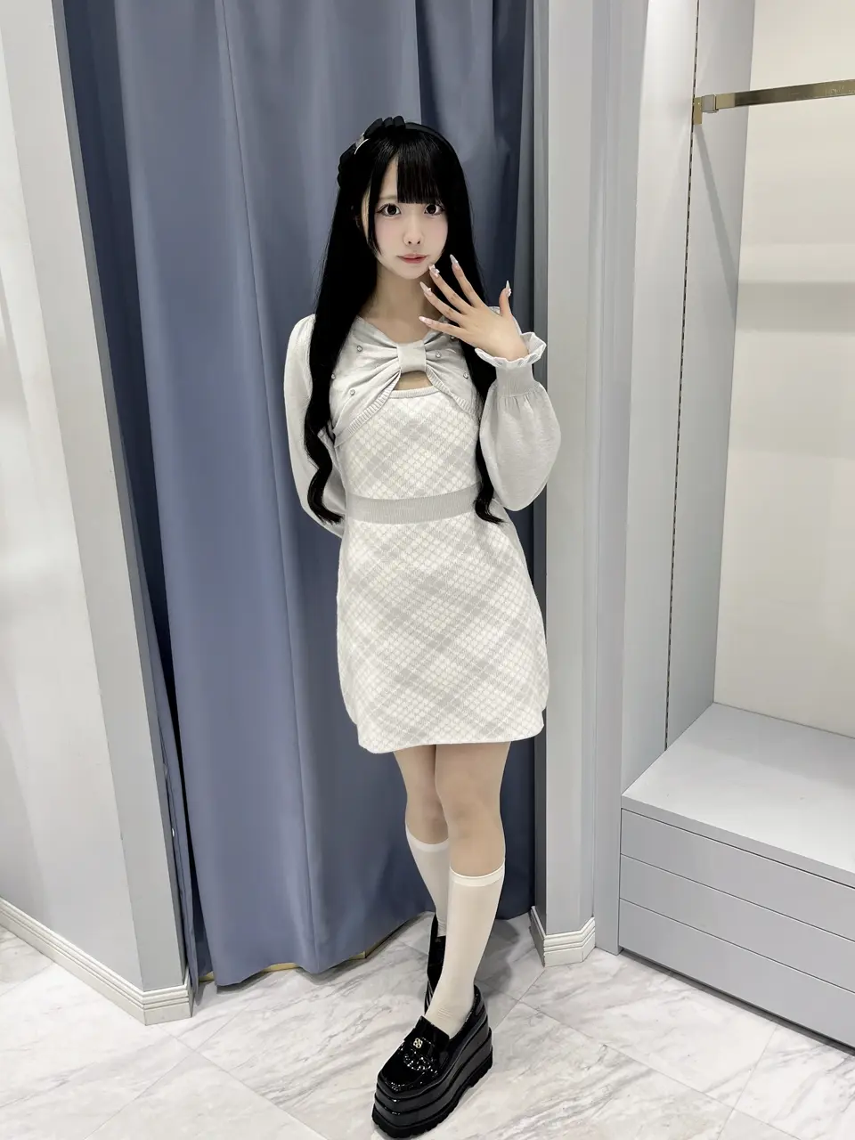 evelyn 長袖チェックリボンニット 長袖チェックリボンニット｜evelyn（エブリン）公式通販サイト