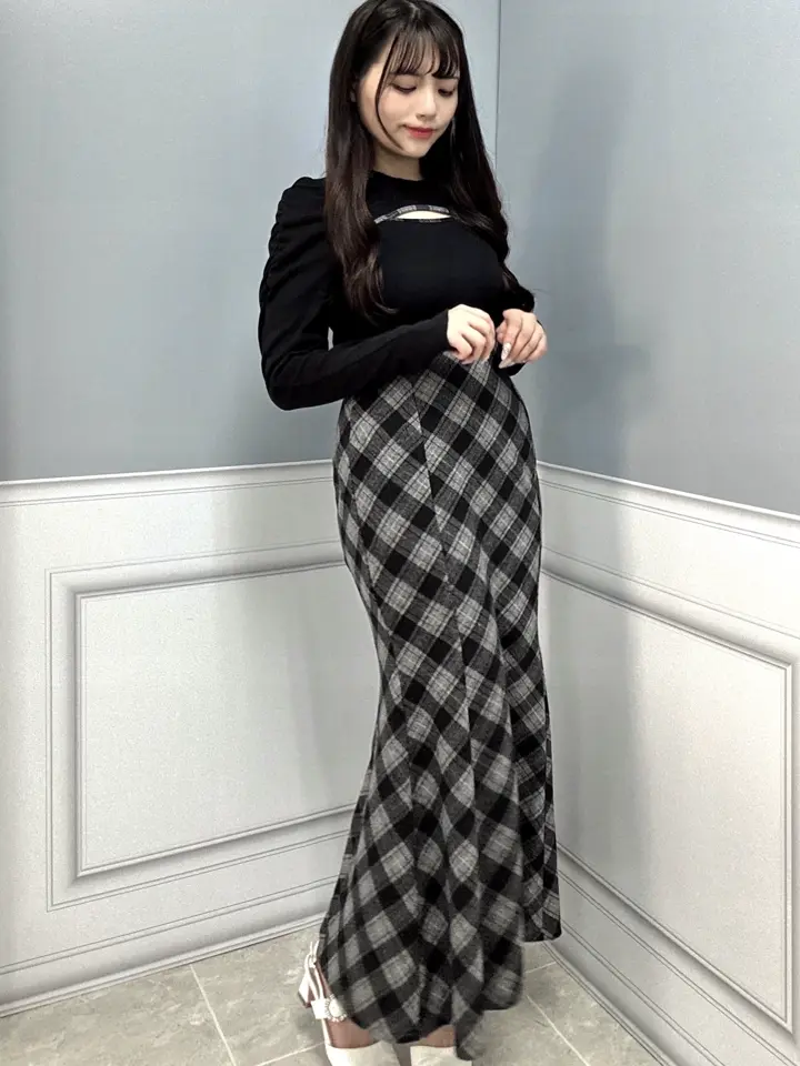 チェックフィットロングワンピース｜evelyn（エブリン）公式通販サイト
