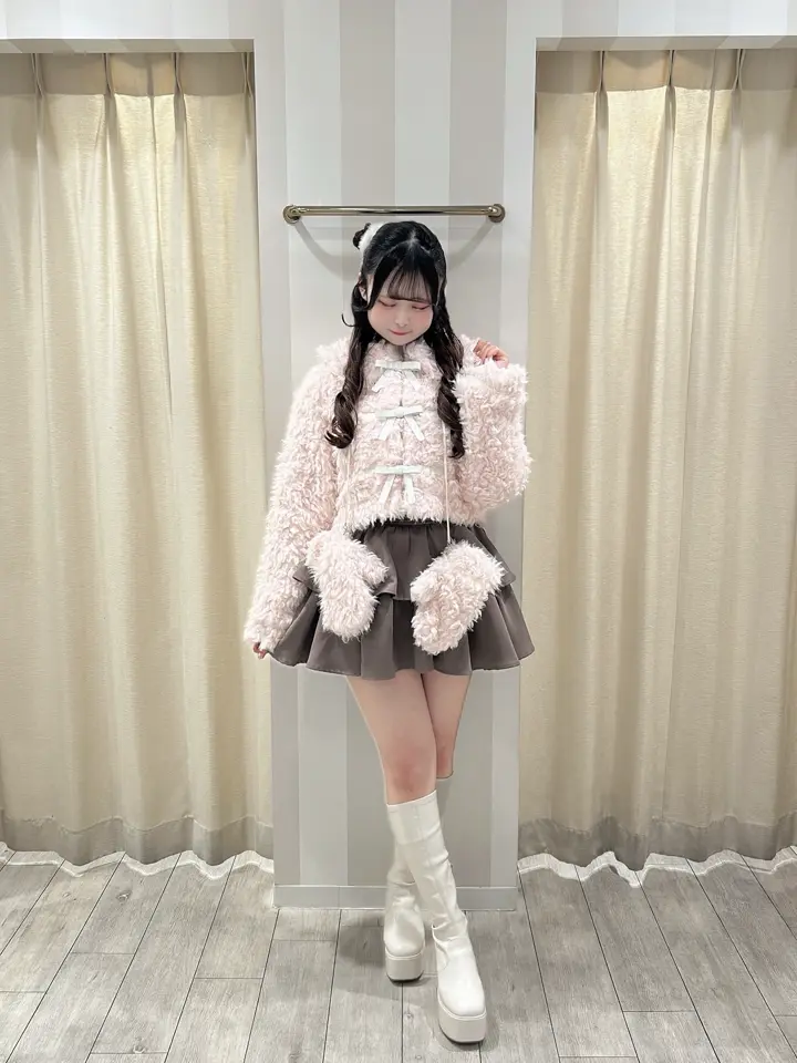 ミトン付きリボンファーコート｜evelyn（エブリン）公式通販サイト