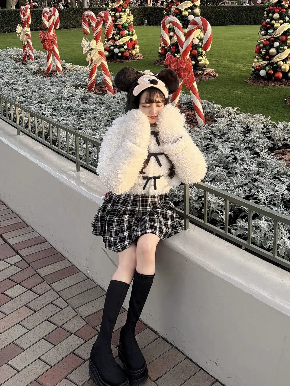 おきがえリラックマ ＊ ダッフルコート、ニットのリボン スライバーニット ノーカラーダッフルコート(51556250-2025