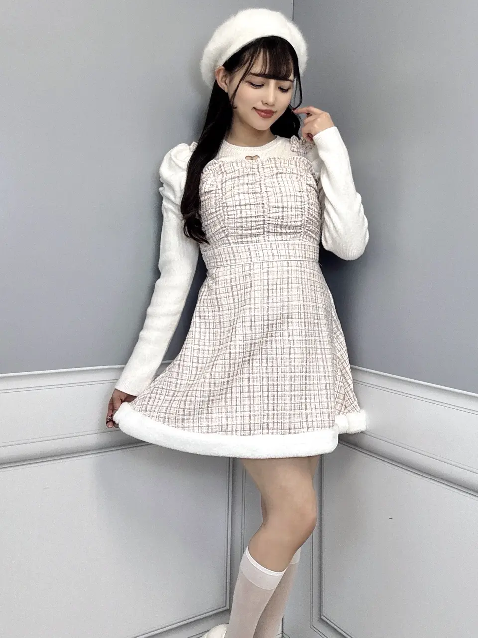 メゾピアノ　evelyn ワンピース オリジナルフラワータックフリルワンピース｜evelyn（エブリン）公式