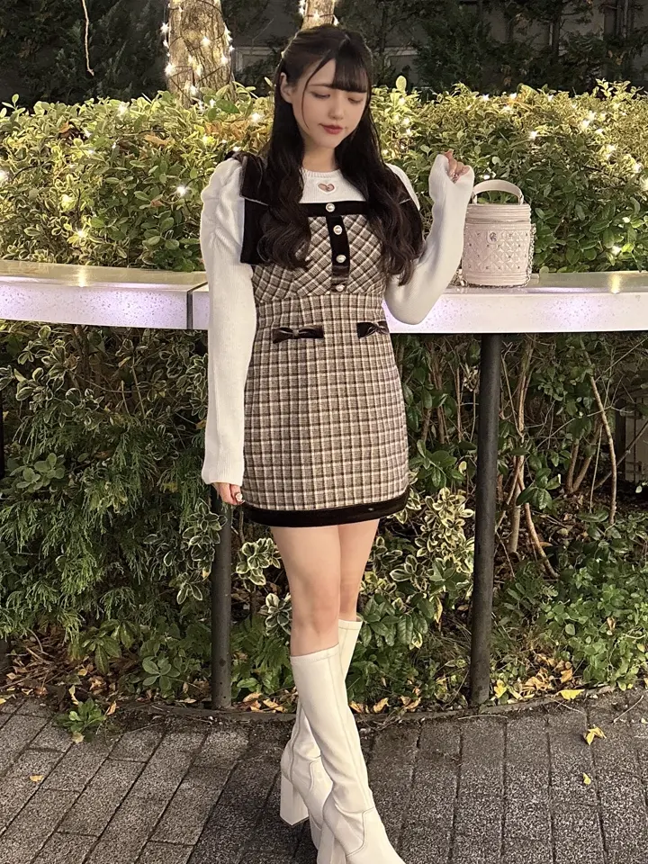 リボンベロアチェックワンピース｜evelyn（エブリン）公式通販サイト