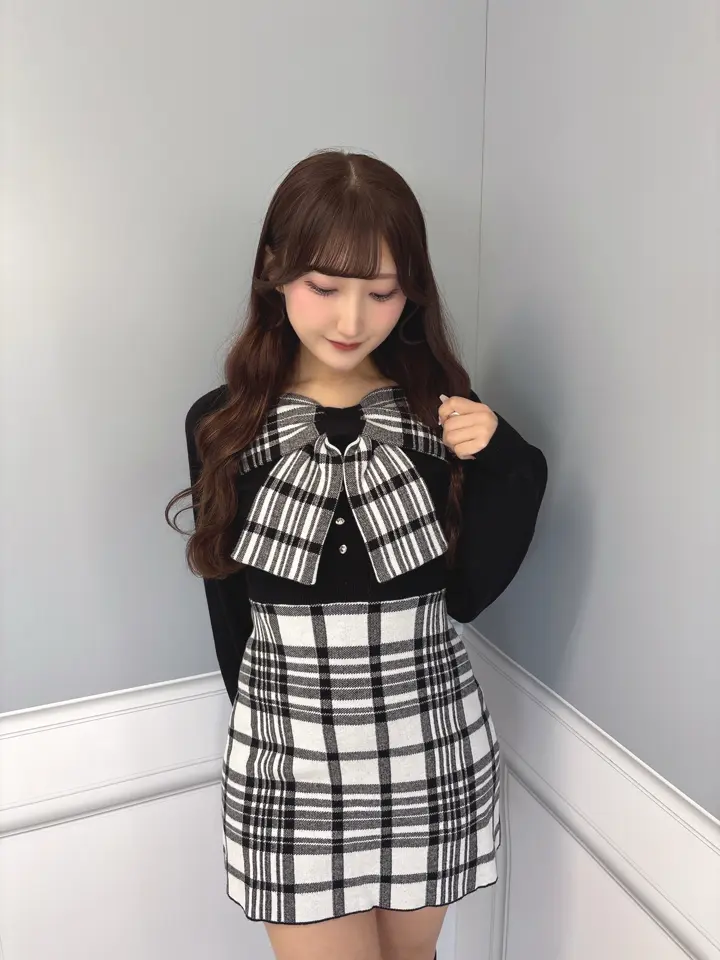 リボンチェックニットワンピース｜evelyn（エブリン）公式通販サイト