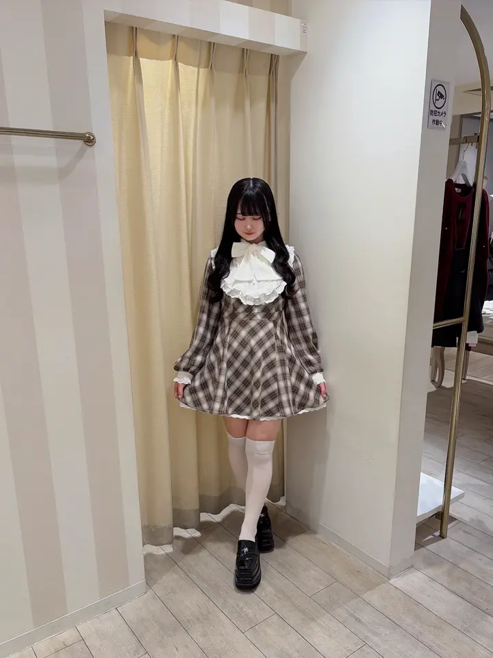 レースリボンチェックミニワンピース｜evelyn（エブリン）公式通販サイト