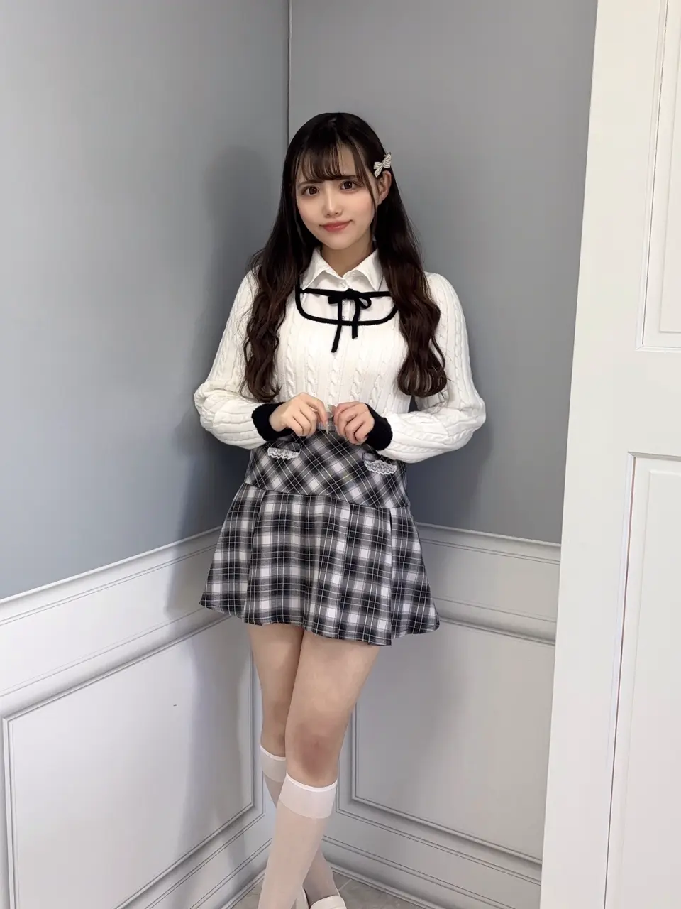 evelyn♡バイカラーシャツドッキングニット♡GY バイカラーシャツドッキングニット｜evelyn（エブリン）公式通販サイト