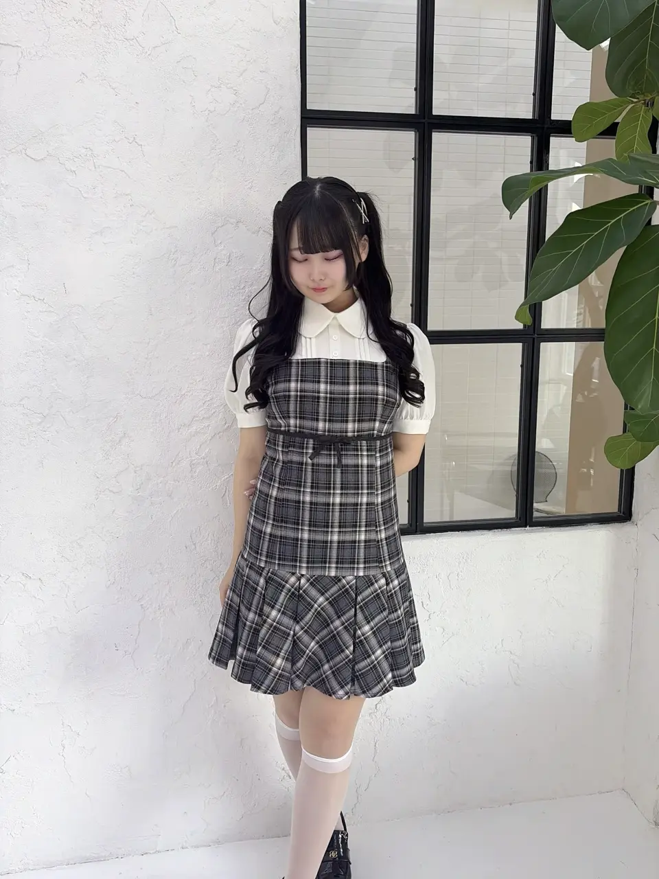 evelyn リボンチェックキャミワンピース ブラック バストリボンチェックミニワンピース｜evelyn（エブリン）公式通販サイト