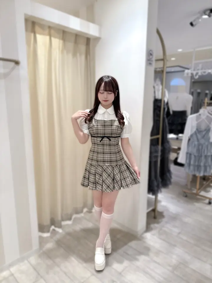 evelyn バストリボンチェックミニワンピース　Mサイズ バストリボンチェックミニワンピース｜evelyn（エブリン）公式通販サイト