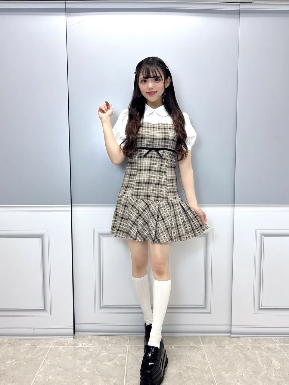 バストリボンチェックミニワンピース｜evelyn（エブリン）公式通販サイト