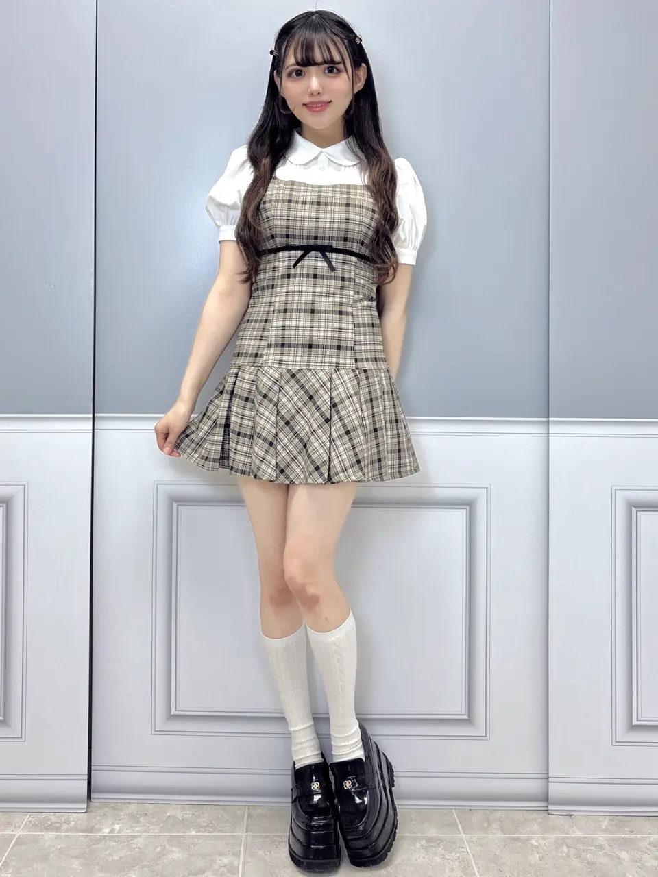 バストリボンチェックミニワンピース｜evelyn（エブリン）公式通販サイト