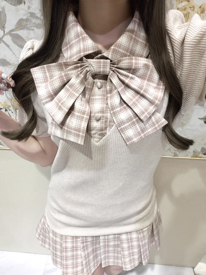 リボンチェックプリーツリブワンピース｜evelyn（エブリン）公式通販サイト