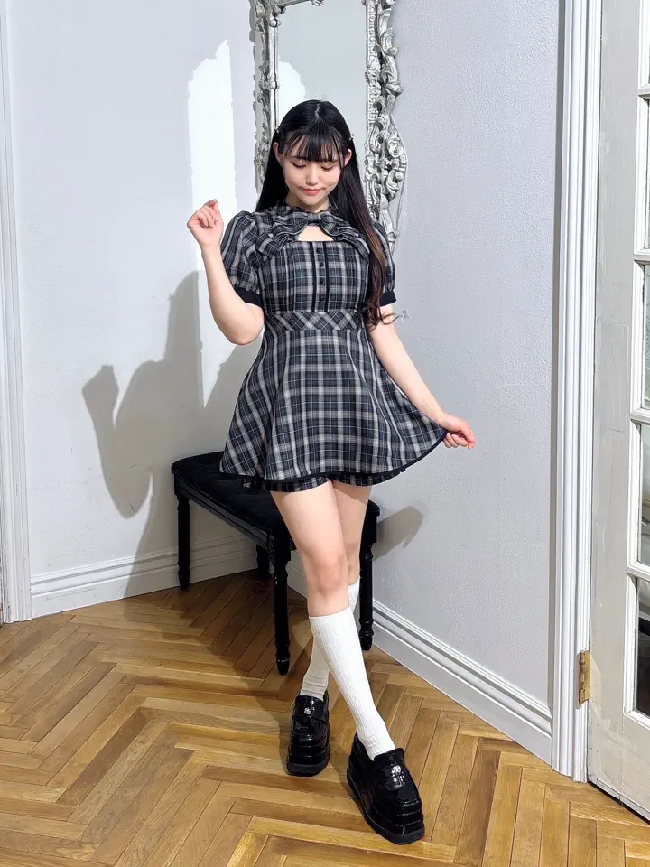 チェックリボンロンパース｜evelyn（エブリン）公式通販サイト