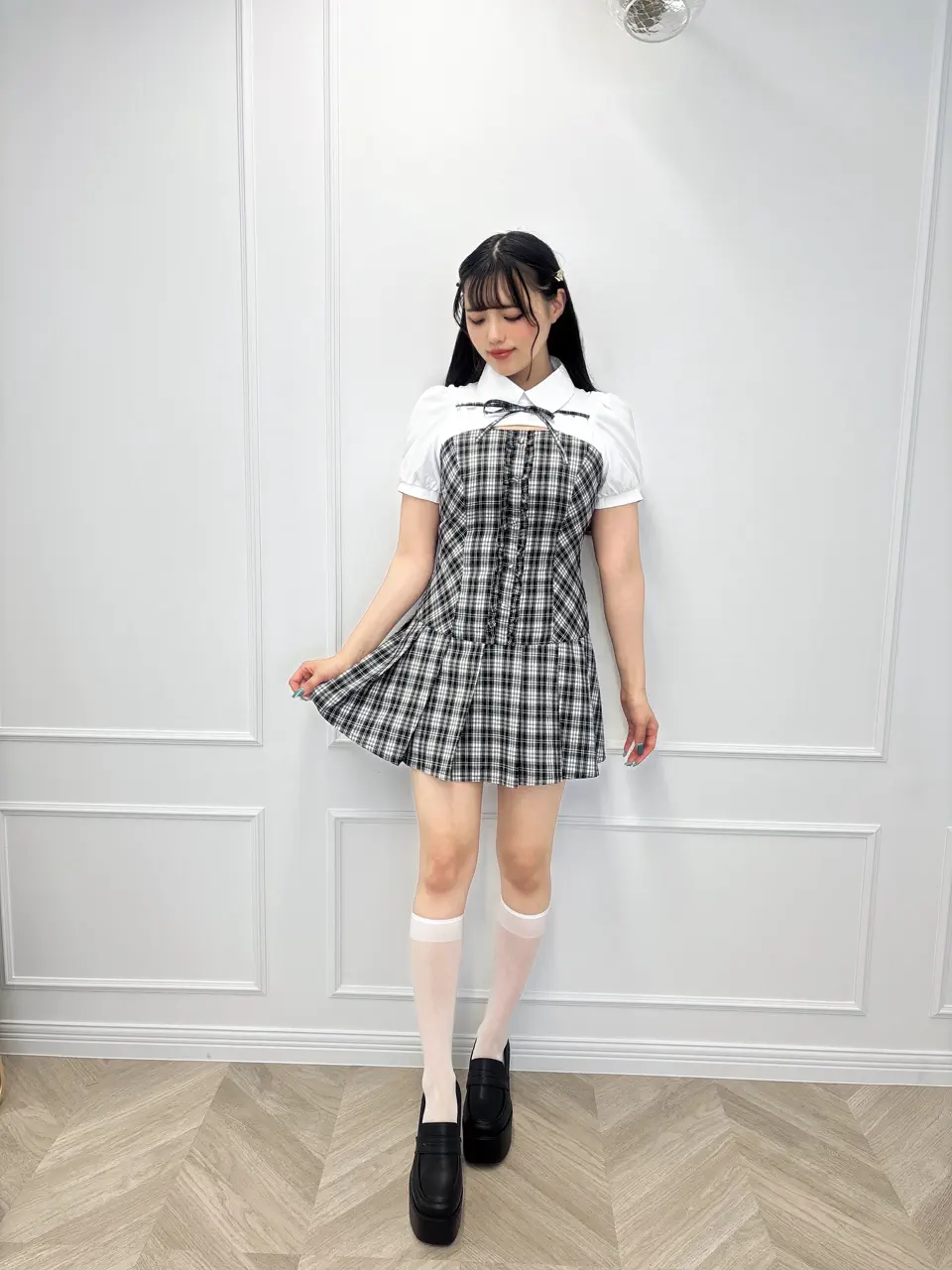 ローウエストプリーツチェックワンピース｜evelyn（エブリン）公式通販
