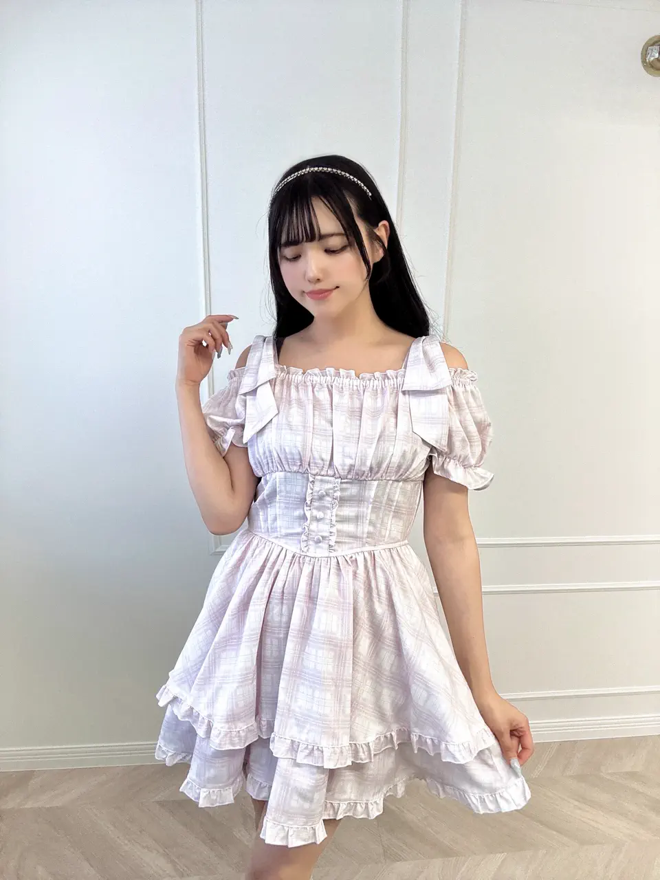 evelyn 肩リボンオフショルミニワンピース 肩リボンオフショルミニワンピース｜evelyn（エブリン）公式通販サイト