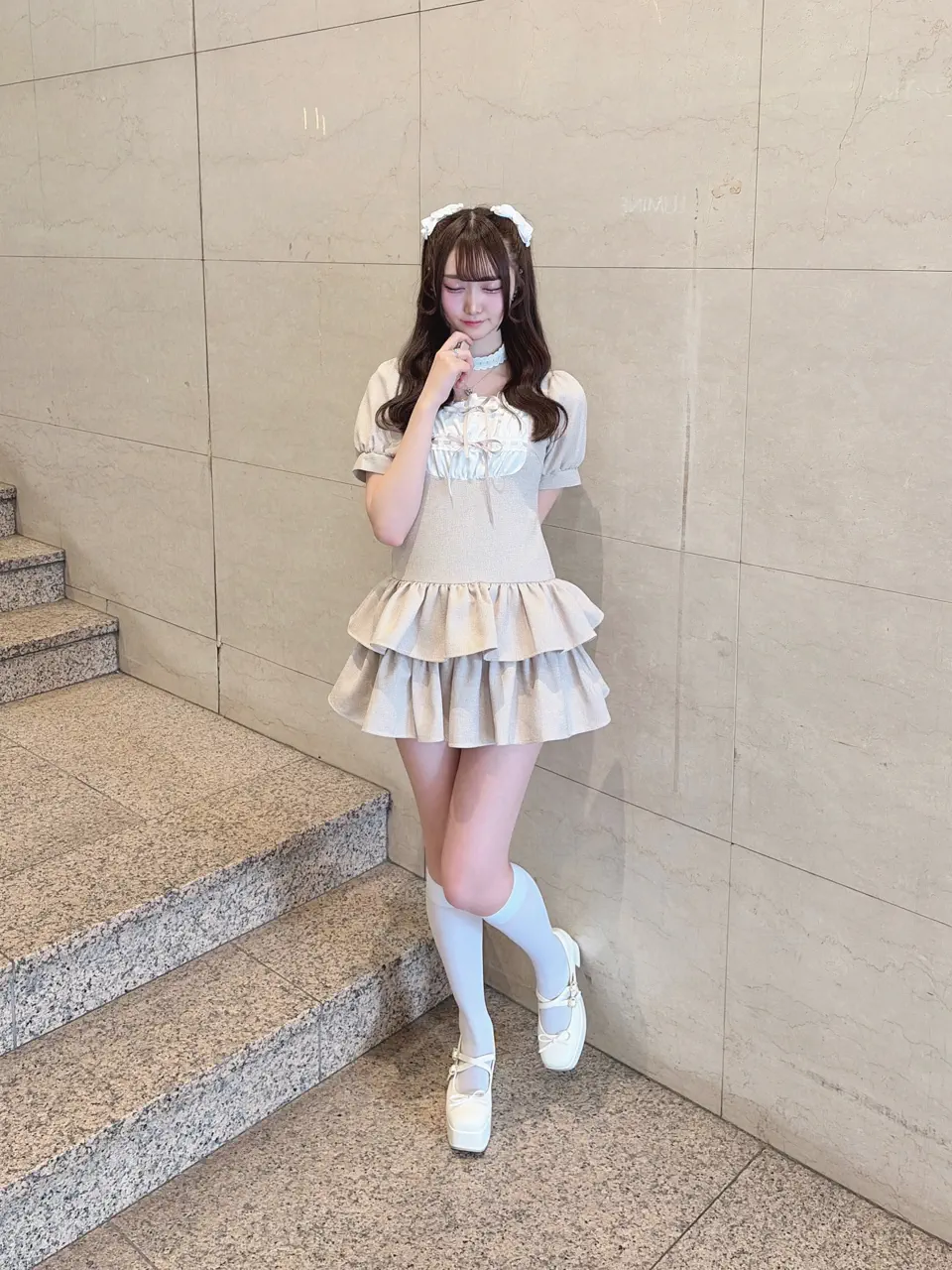 チョーカー付ティアードワンピース チョーカー付ティアードワンピース｜evelyn（エブリン）公式通販サイト