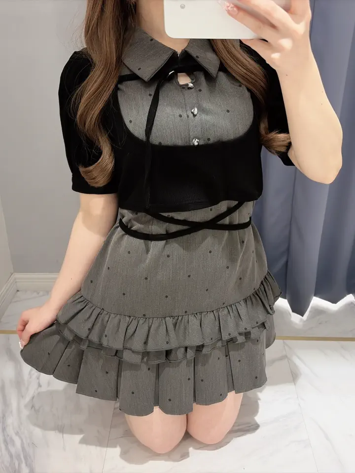 Cross Ribbon Hem Pleats Onepiece｜evelyn（エブリン）公式通販サイト