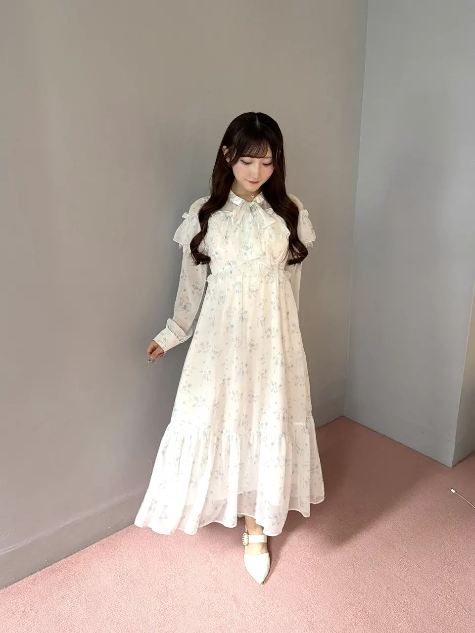 リボンフリルレース花柄ワンピース｜evelyn（エブリン）公式通販サイト