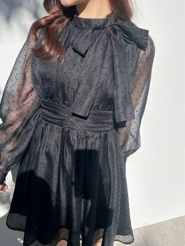 新品/写真あり【An MILLE】サイドリボンシフォンミニOP サイドリボンシフォンミニワンピース｜evelyn（エブリン）公式