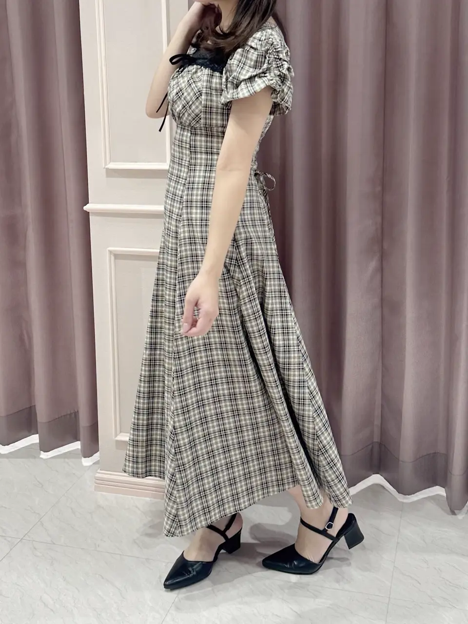 anmille ビッグチェックドッキングOP PI ピンク アンミール アンミール