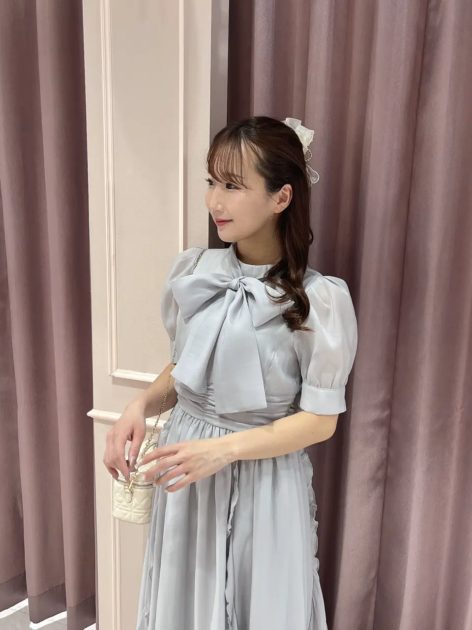 An MILLE タック襟ラッフルプリーツOP タック襟ラッフルプリーツOP｜evelyn（エブリン）公式通販サイト