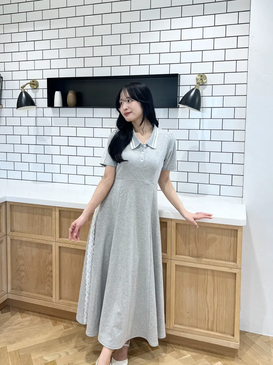 【完売商品】An MILLE ポロロングOP グレイ アンミール ポロロングOP|evelyn(エブリン)公式通販サイト