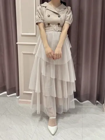 アンミール An MILLE チュールドッキングトレンチ　ピンク チュールドッキングトレンチOP｜evelyn（エブリン）公式通販サイト