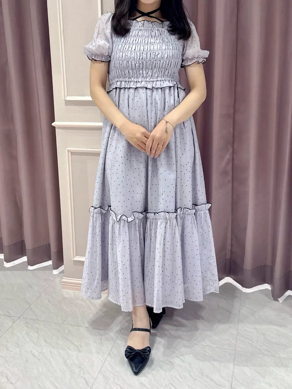 30日まで‼️ AnMILLE フロッキードットシャーリングop 新品未着用 フロッキードットシャーリングOP|evelyn(エブリン)公式通販サイト