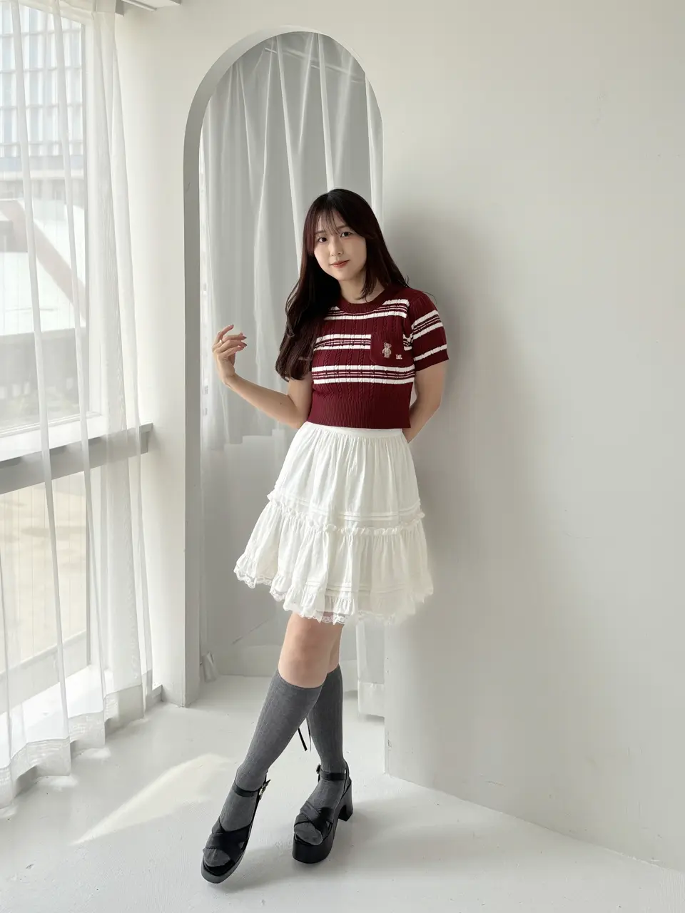 THOM BROWNE コットン タック入りミニスカート (SALE!国内発送) コットンタックフリルSK|evelyn(エブリン)公式通販サイト