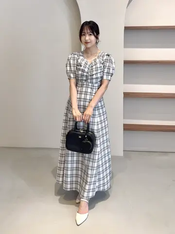 美品♡定価5.2万 ebure ダブルジョーゼットフロントギャザーワンピース 美品♡定価5.2万 ebure ダブルジョーゼットフロントギャザー