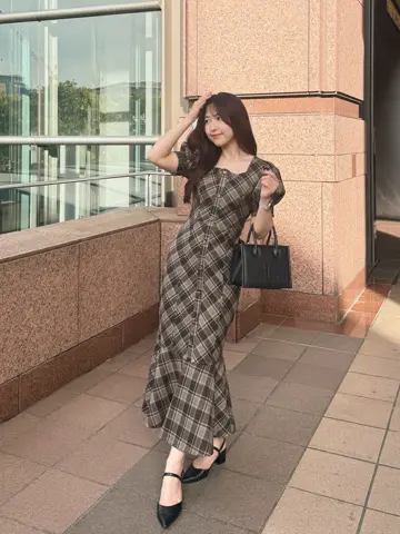 アンミール 25年新作 ストレッチチェックマーメイドワンピース F 6421812_184923_1_t_360_2025080