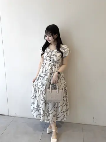 anmille リボンバフスリーブフレアOP ワンピース リボンパフスリーブフレアOP｜evelyn（エブリン）公式通販サイト