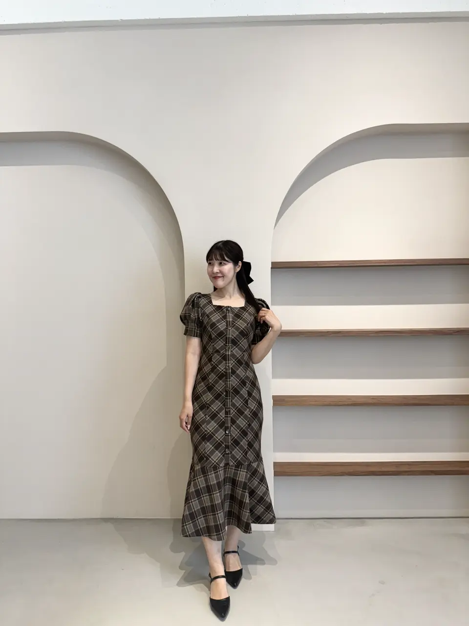 アンミール 25年新作 ストレッチチェックマーメイドワンピース F ストレッチチェックマーメイドOP｜evelyn（エブリン）公式通販サイト
