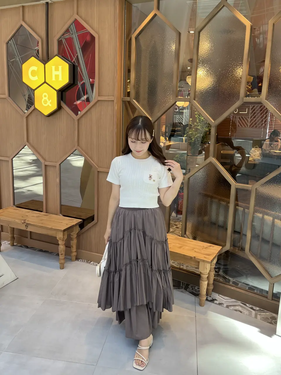 【新品未使用】Aimeine エメインキッドモヘヤニット　ピンク シアー切り替えモノグラムニット - Ank Rouge(アンクルージュ)の