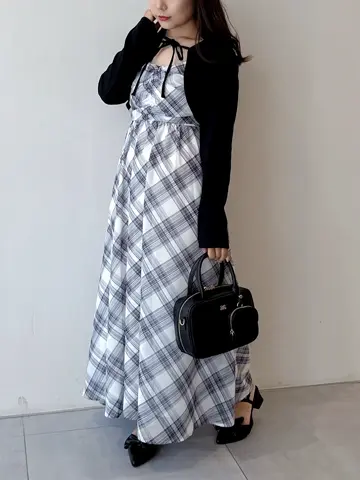 ボレロセットチェックシフォンワンピース｜evelyn（エブリン