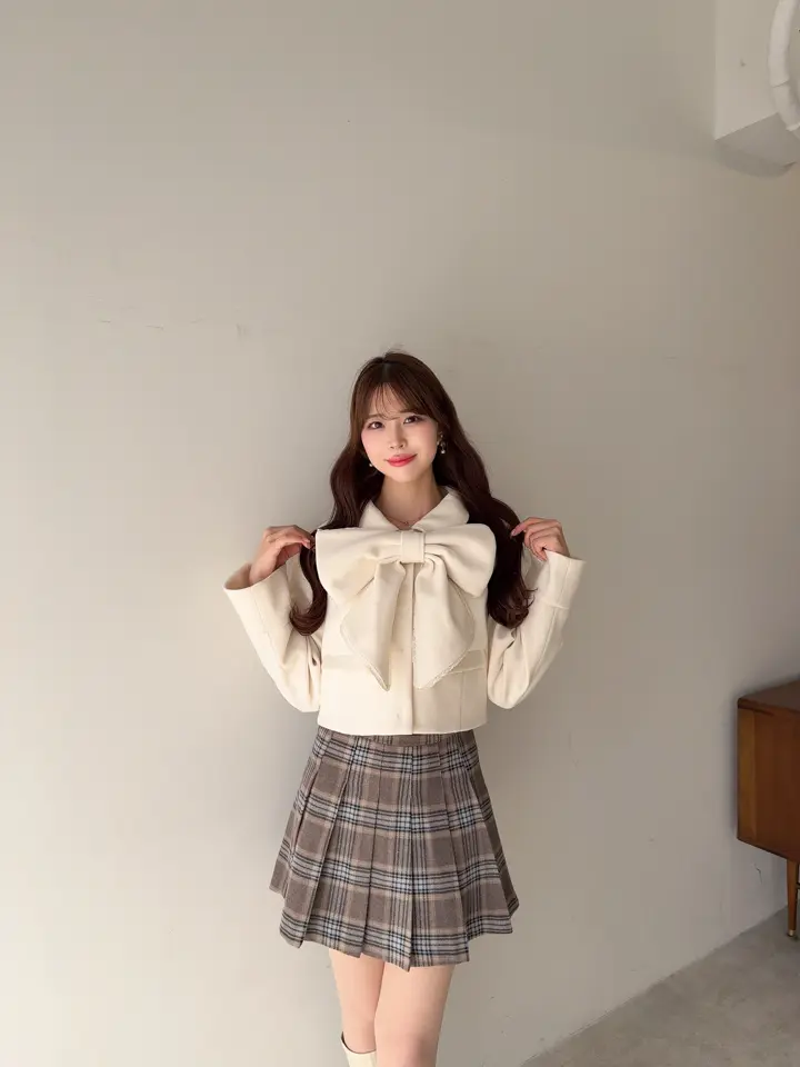 An MILLE ビッグリボンショートコート 千鳥柄 AnMILLE on X: 