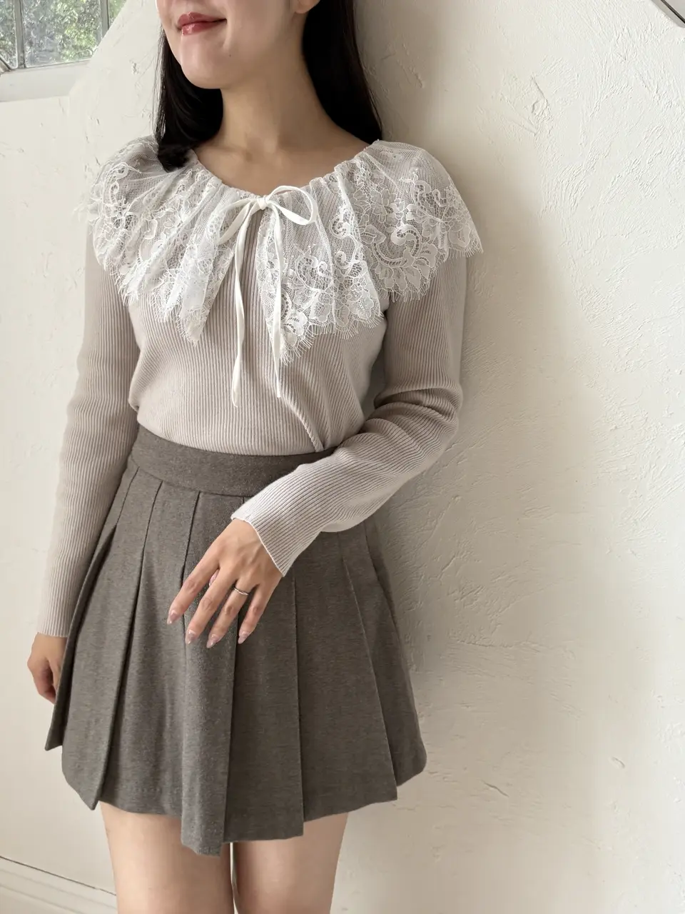 evelyn フリルリボンリブトップス タックプリーツスカート セット ♡𝑁𝑒𝑤 𝑎𝑟𝑟𝑖𝑣𝑎𝑙 ⁡ #フリルリボンリブTP price : ¥6,400