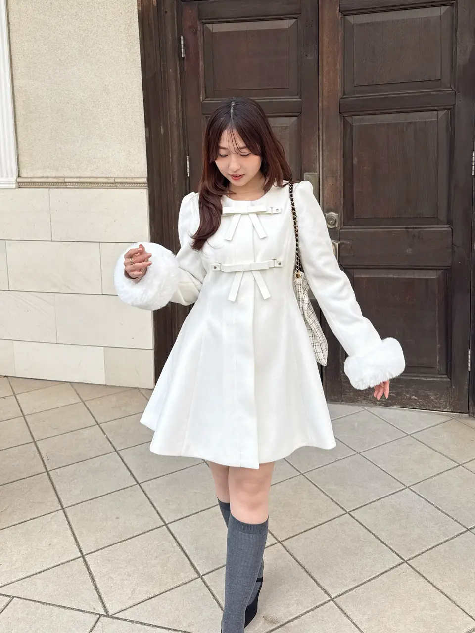 リボンフレアノーカラーコート｜evelyn（エブリン）公式通販サイト