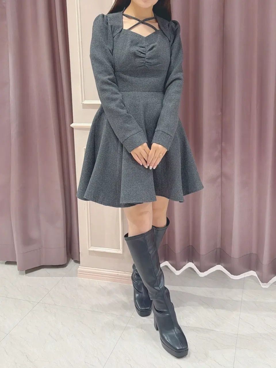 クロスリボンフレアワンピース｜evelyn（エブリン）公式通販サイト