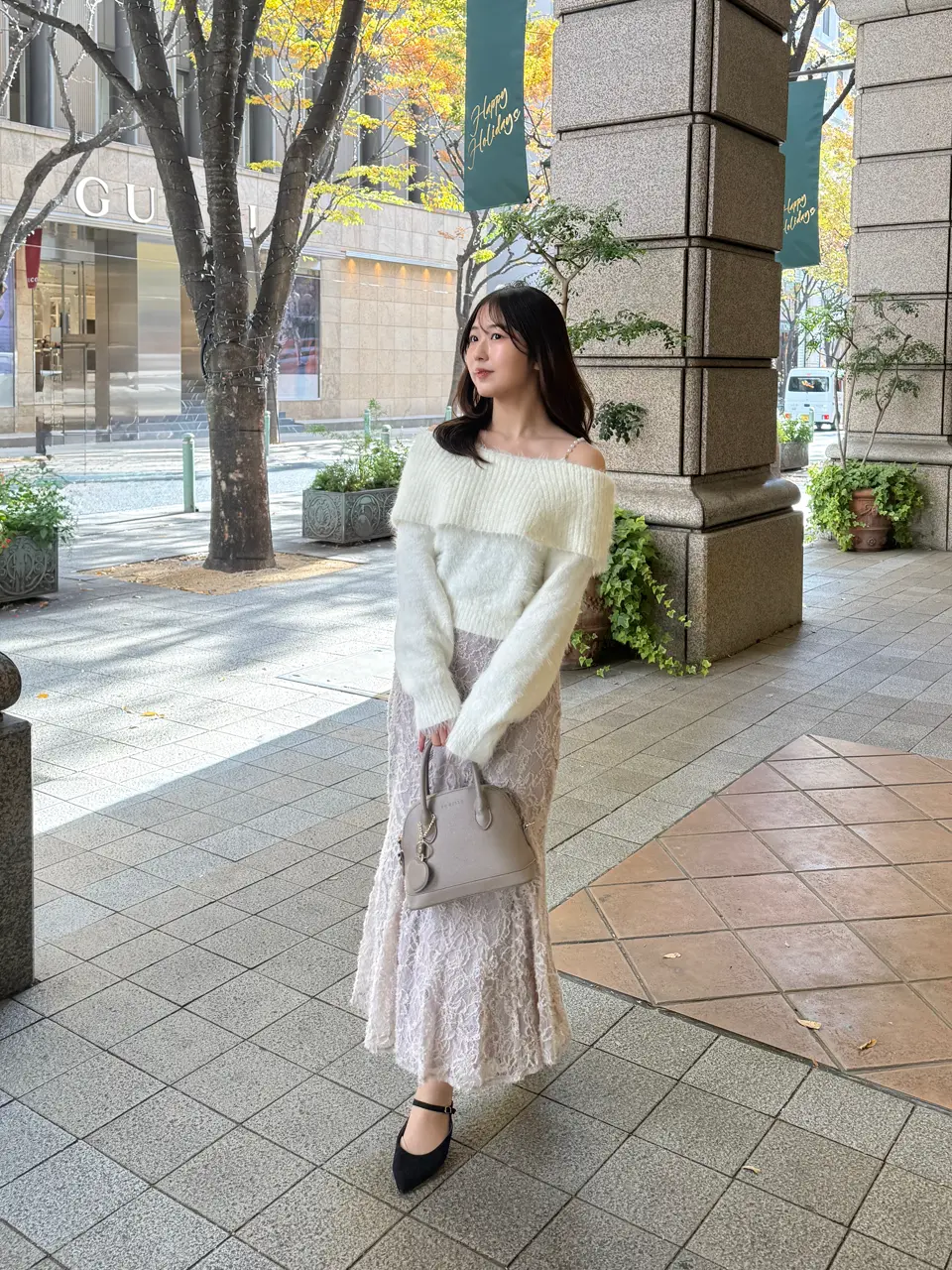 シュリンクレースマーメイドスカート アイボリー　38 MERCURYDUO（マーキュリーデュオ） スカート レースマーメイドスカート