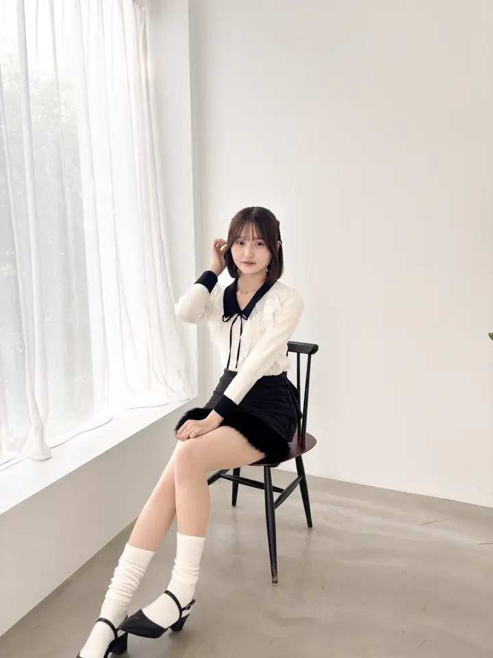 レースフリルカラーミニOP ホワイト AnMILLE アンミール レースフリルカラーミニOP ホワイト AnMILLE アンミール