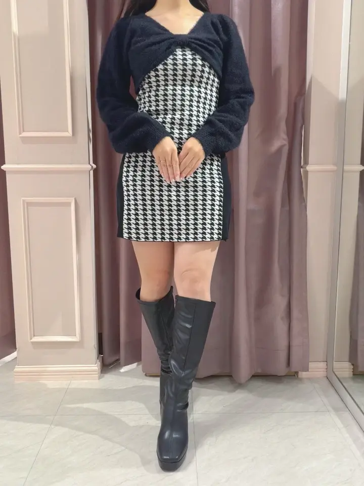 シャギーボレロ千鳥ワンピース｜evelyn（エブリン）公式通販サイト